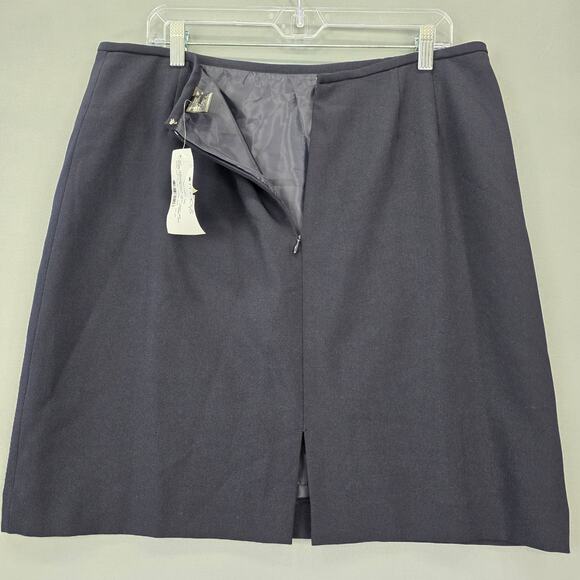 Macy's Navy Blue Suit Skirt NEW Lined Slit Zip A-Line Midi Womens Petite Size 16 - Picture 5 of 9